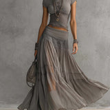 Luisa - Conjunto Top em Renda e Saia Maxi Plissada para Mulher
