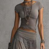 Luisa - Conjunto Top em Renda e Saia Maxi Plissada para Mulher