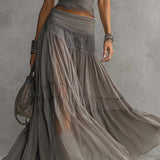 Luisa - Conjunto Top em Renda e Saia Maxi Plissada para Mulher