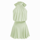 Griselda - Minivestido sem mangas com gola alta e lenço para Mulher