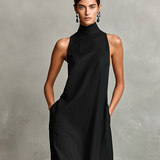 Caterina | Vestido longo preto minimalista para Mulher