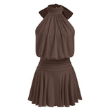 Griselda - Minivestido sem mangas com gola alta e lenço para Mulher