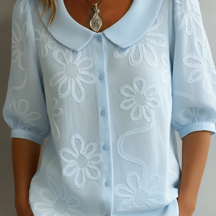Aurélie — Blusa leve floral elegância natural para Mulher