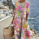 Elena | Vestido midi floral solto e leve para Mulher