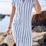 Martine | Vestido camisa listrado elegante para Mulher
