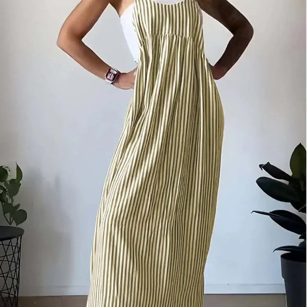 Camille | Vestido Macacão Listrado Casual