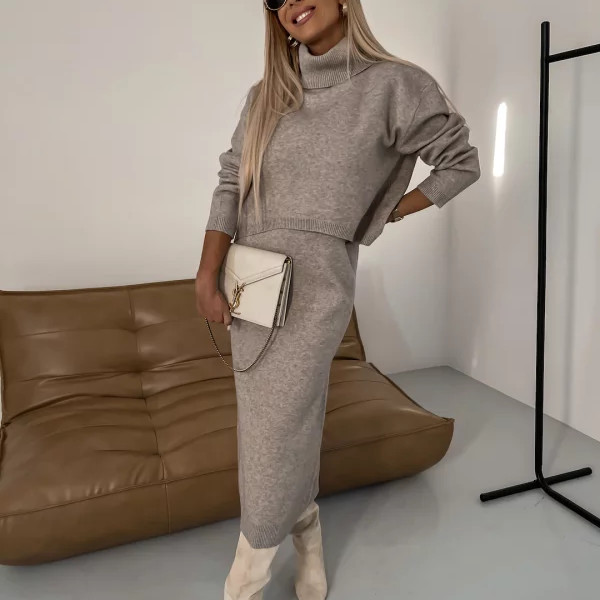 Nicole - Conjunto de malha outono/inverno para mulher