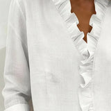 Indie · Blusa de Mulher com volantes e decote em V