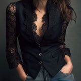 Claudia · Blazer de Mulher Preto com Renda