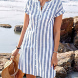 Martine | Vestido camisa listrado elegante para Mulher