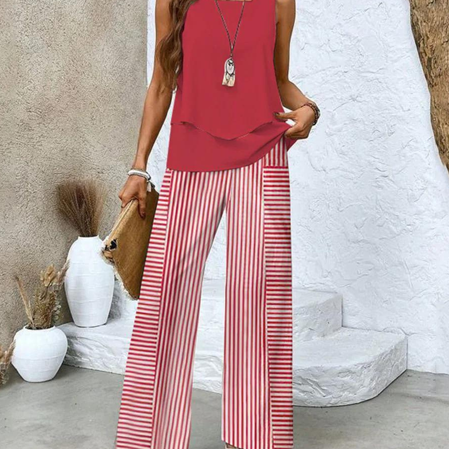 Alba | Conjunto de blusa e calça com estampa floral estilosa
