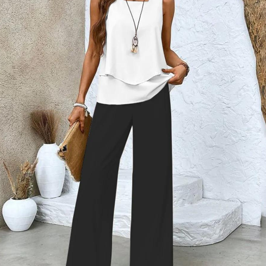Alba | Conjunto de blusa e calça com estampa floral estilosa