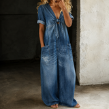 Maya | Macacão Denim de Perna Larga para Mulher