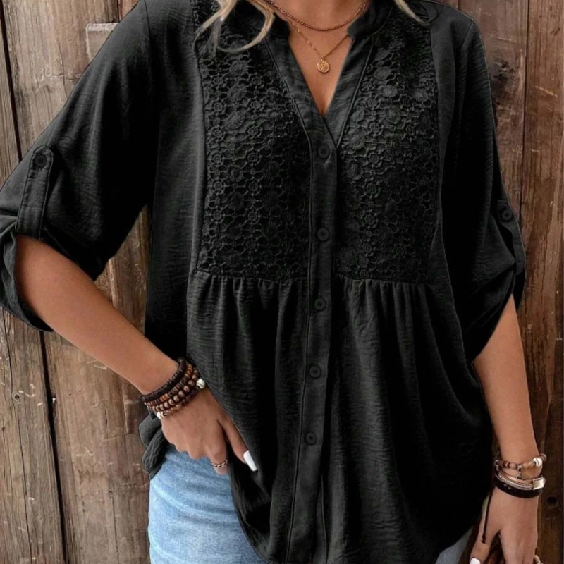 Noor – Blusa com decote em V e botões para Mulher