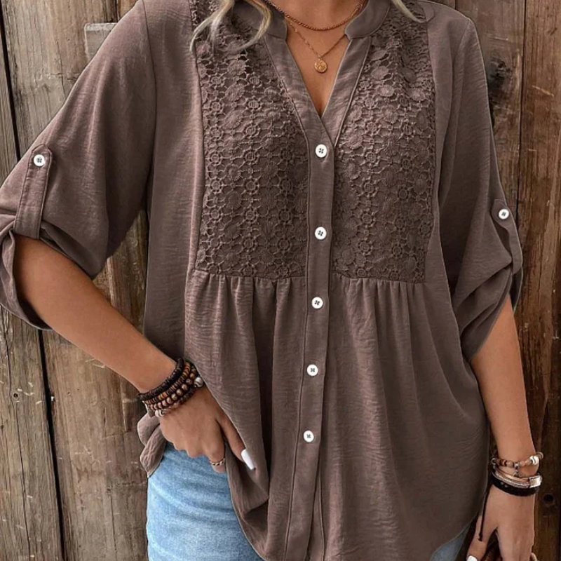 Noor – Blusa com decote em V e botões para Mulher