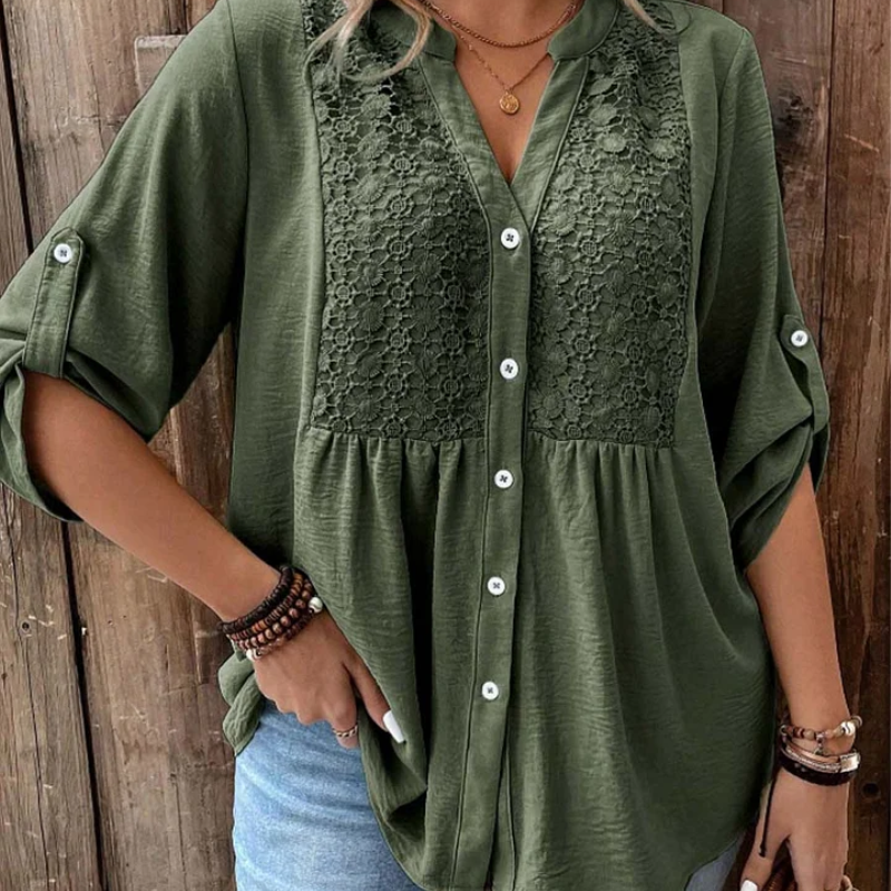 Noor – Blusa com decote em V e botões para Mulher