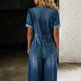 Maya | Macacão Denim de Perna Larga para Mulher