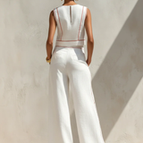 Vitto | Conjunto branco com top sem mangas e calças de perna larga para Mulher