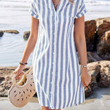 Martine | Vestido camisa listrado elegante para Mulher