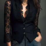 Claudia · Blazer de Mulher Preto com Renda