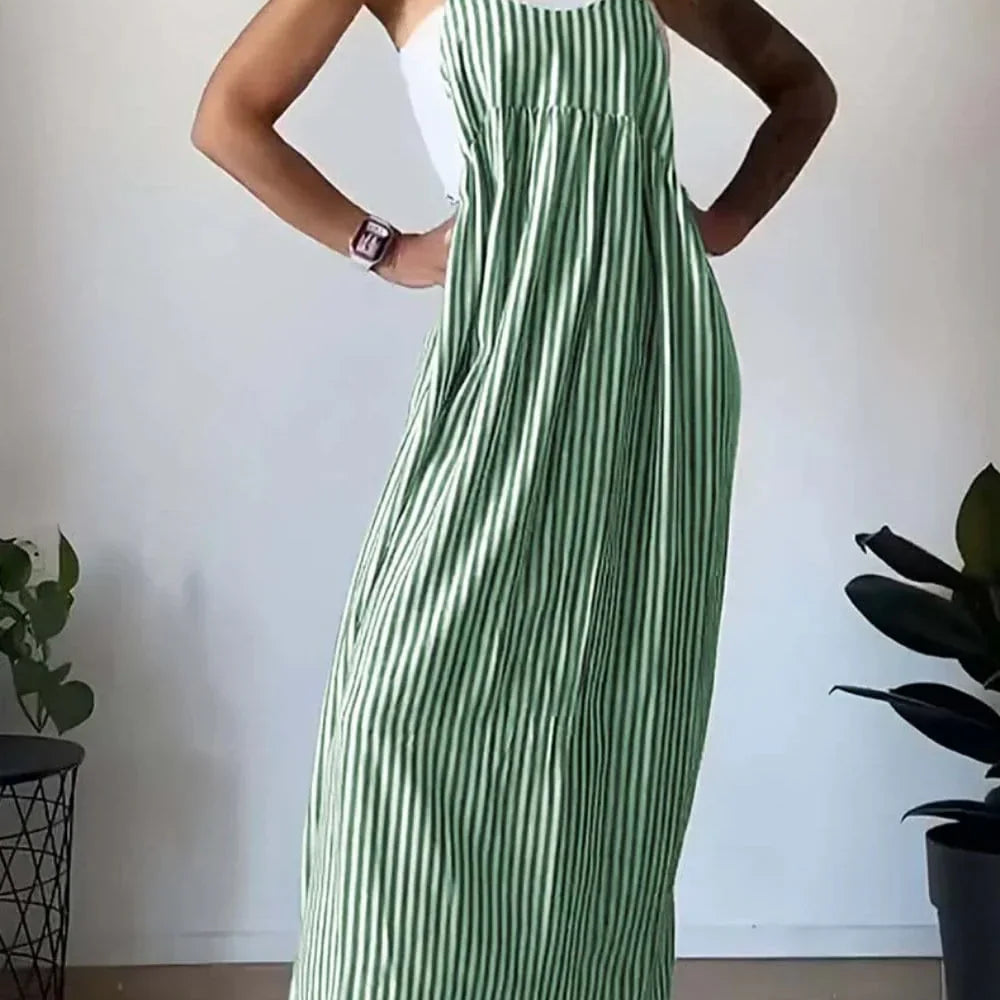 Camille | Vestido Macacão Listrado Casual