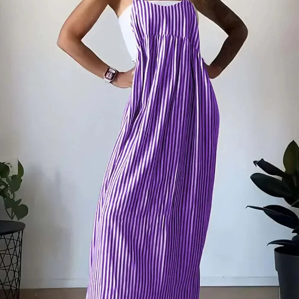 Camille | Vestido Macacão Listrado Casual