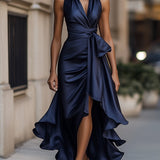 DELAS | Vestido de Satin Drapeado na Cintura para Mulher