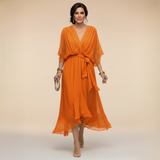 Monica - Vestido em chiffon de Mulher com decote em V