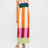 Paloma – Vestido longo listrado colorido