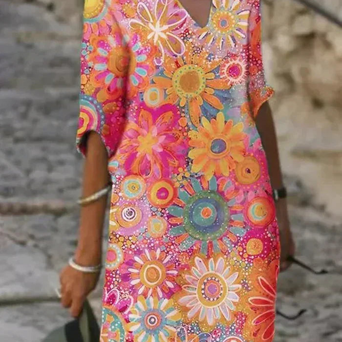 Concetta™ | VESTIDO FLORAL COLORIDO PERFEITO PARA QUALQUER OCASIÃO