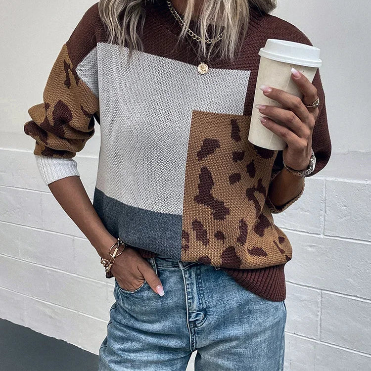 Le clair |  Suéter vintage leopardo patchwork