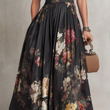 Dunora - Vestido Midi de Cetim Plissado Floral com Gola para Mulher