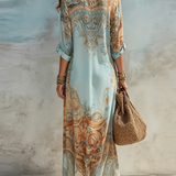 Luisa | Vestido maxi chemisier mediterrâneo para Mulher