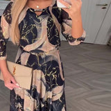 Elvera – Vestido Maxi Elegante de Mulher com Padrão de Mármore