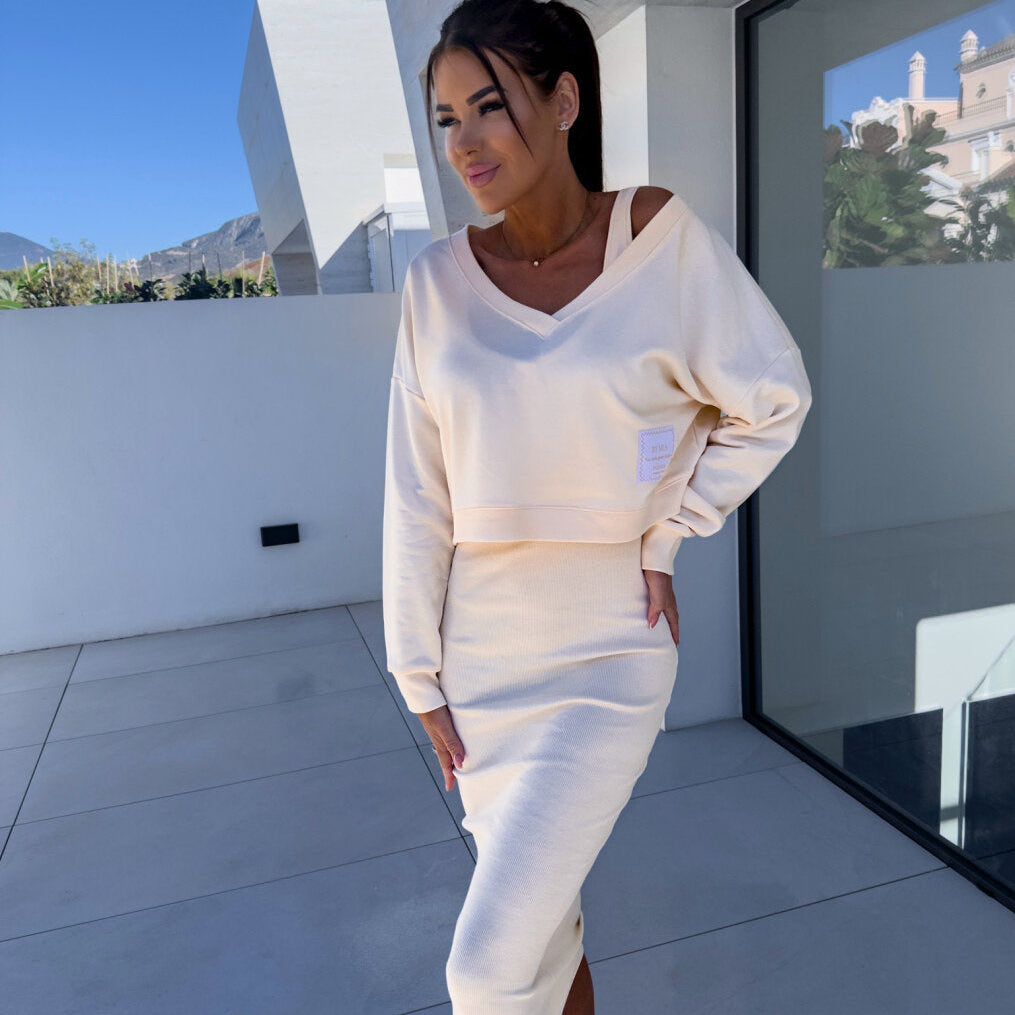 Andrea™ - Conjunto de camisola e vestido casual