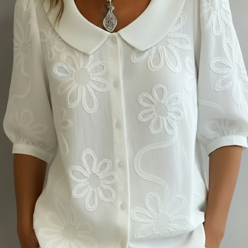 Aurélie — Blusa leve floral elegância natural para Mulher