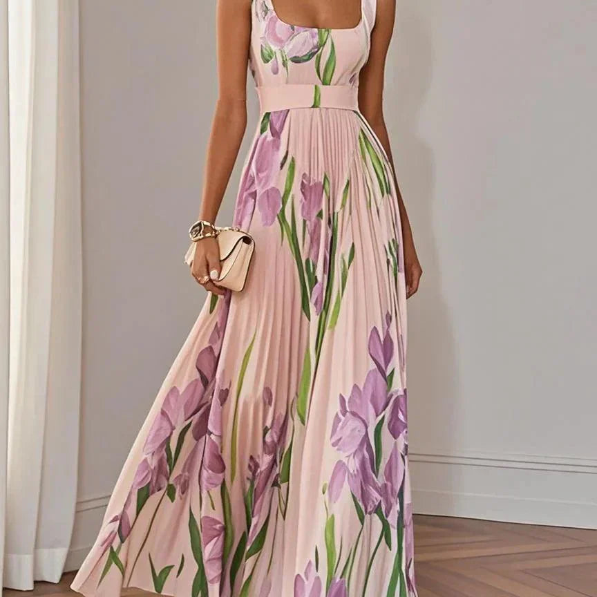 Nina - Vestido longo de Mulher plissado floral