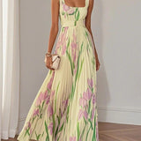 Nina - Vestido longo de Mulher plissado floral