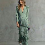 Clara · Vestido elegante de Mulher com mangas de franjas