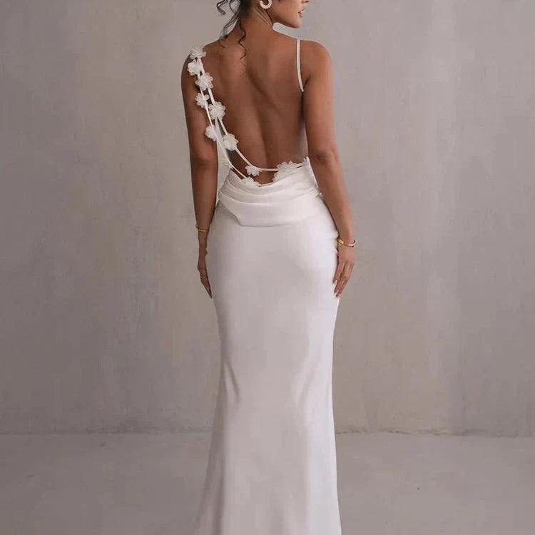 Nina™ | Vestido de festa luxuoso em seda com babados