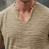 Jairo - Camiseta Vintage de Decote em V para Homem
