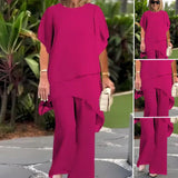Herlene™ | Conjunto de Mulher Chic Assimétrico de Top e Calças