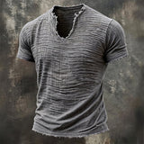 Jairo - Camiseta Vintage de Decote em V para Homem
