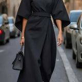 Margaret - Vestido de Mulher elegante com mangas lanterna e cinto